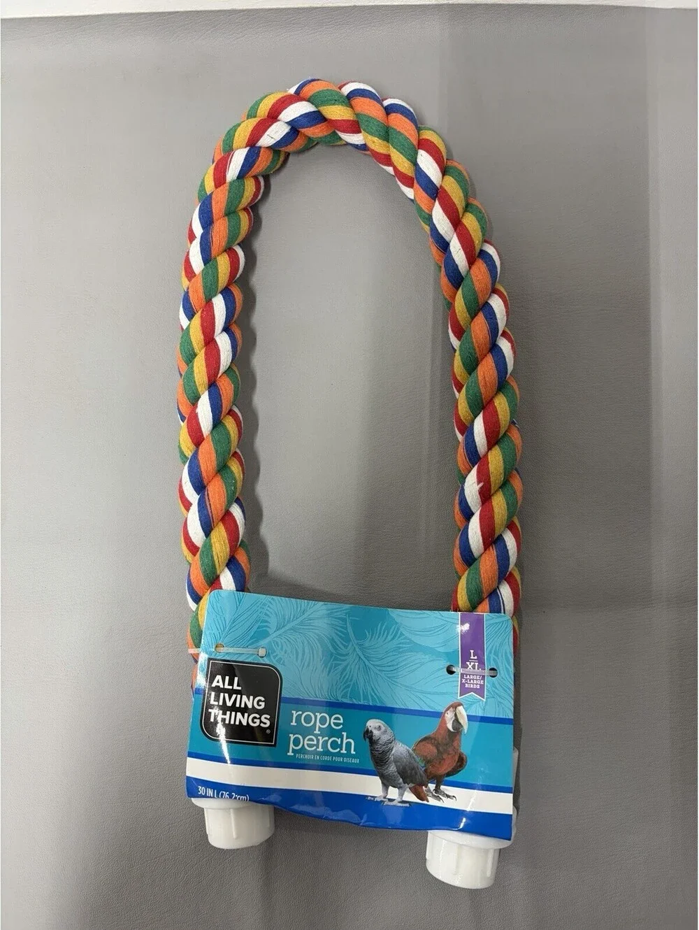 Rope Perch For L/XL Birds 30” Multi-colored By All Living Things -(NEW w TAGS)